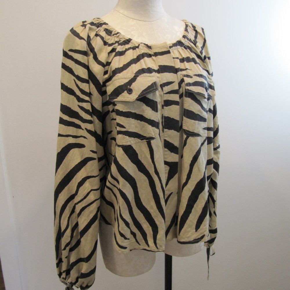 Current Elliott Linen Zebra Print Blouse, 2 / M